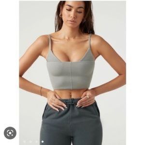 Sage green joah brown crop top s/m